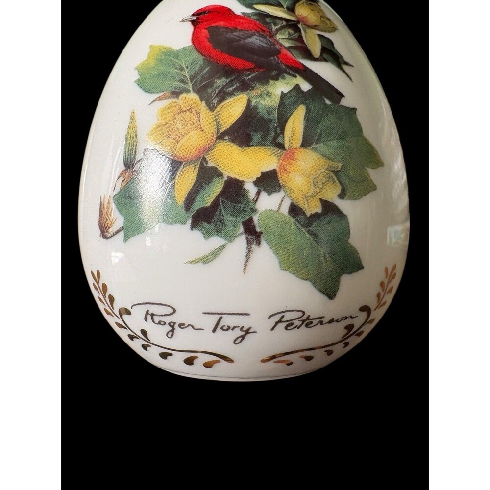 Danbury Mint Roger Tory Peterson Porcelain Songbird Egg Scarlet Tanager 1995 - Picture 2 of 6